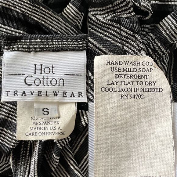 Hot Cotton Vintage Black White Striped Slinky Tank Top Small - Picture 4 of 4